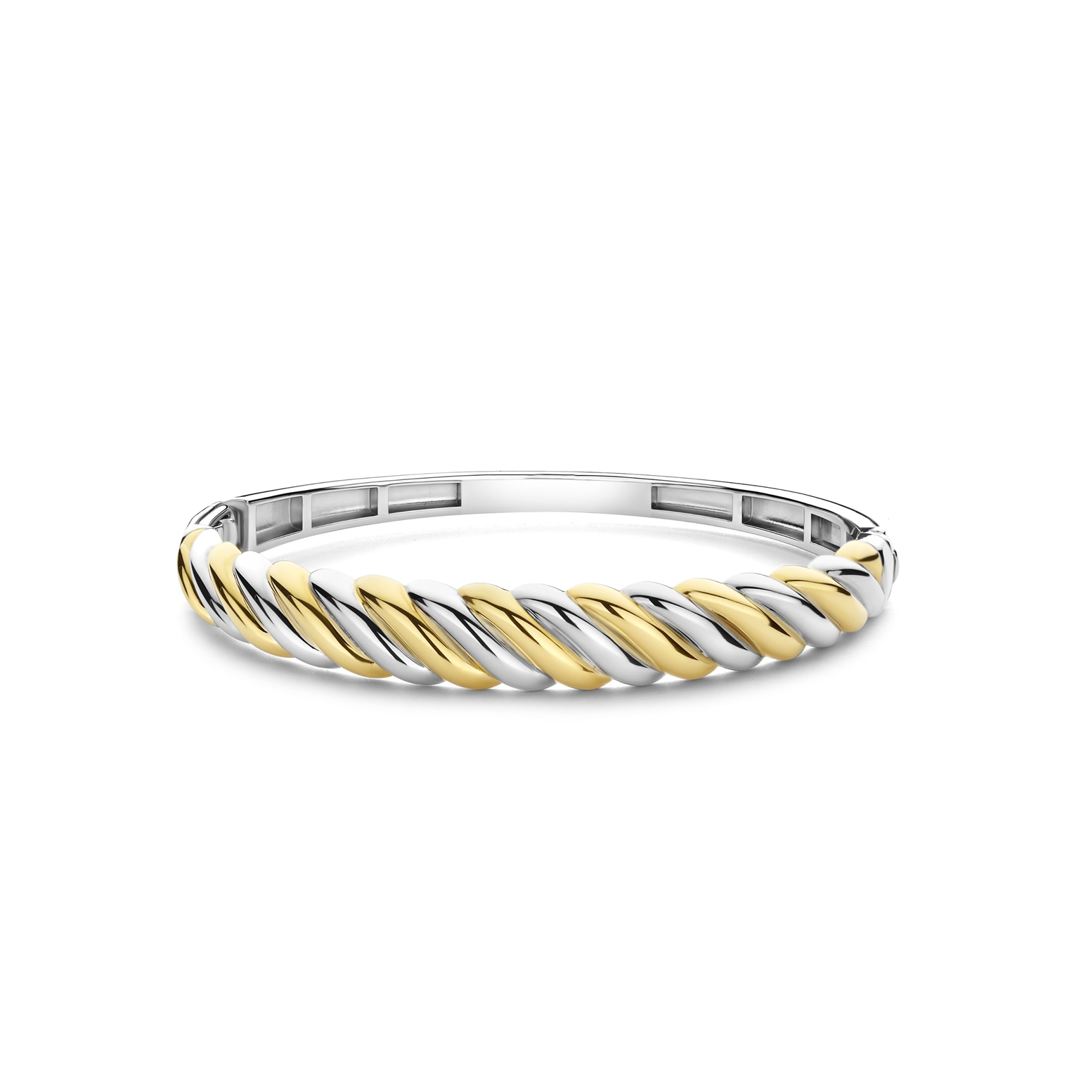 Ti Sento zilver/vergulde bangle, gedraaid model.