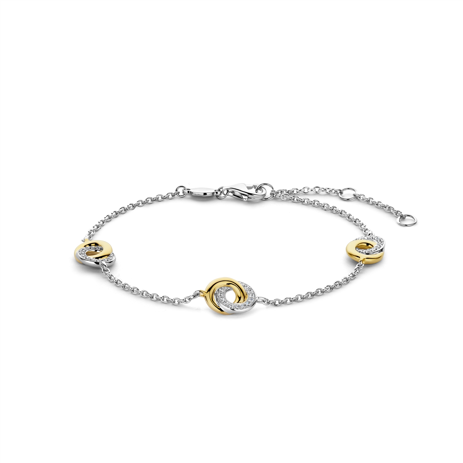 De TI SENTO Armband 2925ZY is een prachtige armband gemaakt van 925 sterling zilver met een bicolor goud en zilver kleuring. Draag deze armband als een opvallend sieraad alleen of combineer het met andere sieraden voor een stijlvolle, gelaagde look. Perfect voor elke gelegenheid, van dagelijks gebruik tot bijzondere evenementen.