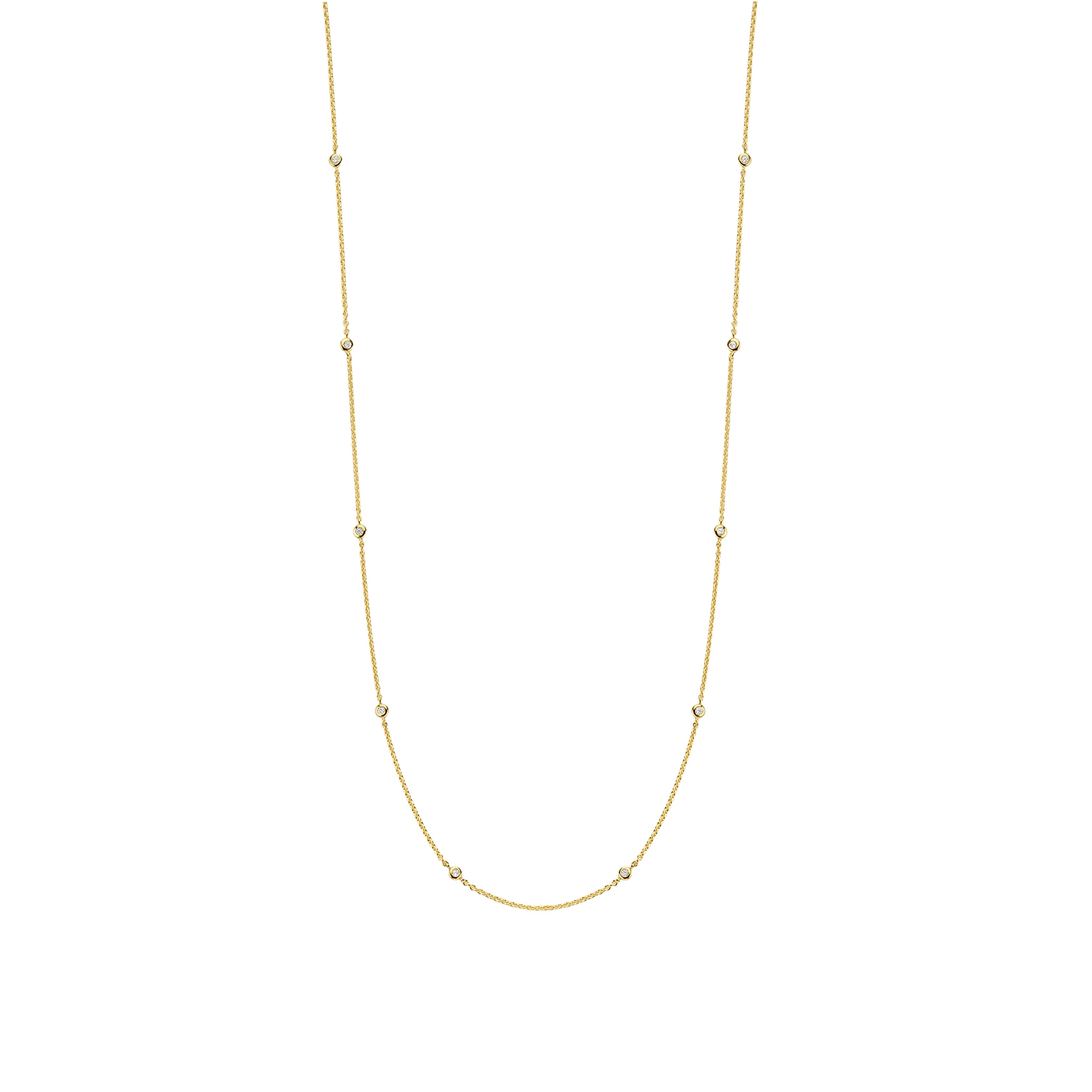 Ti Sento zilver/verguld collier met 5 zirkonia's ertussen