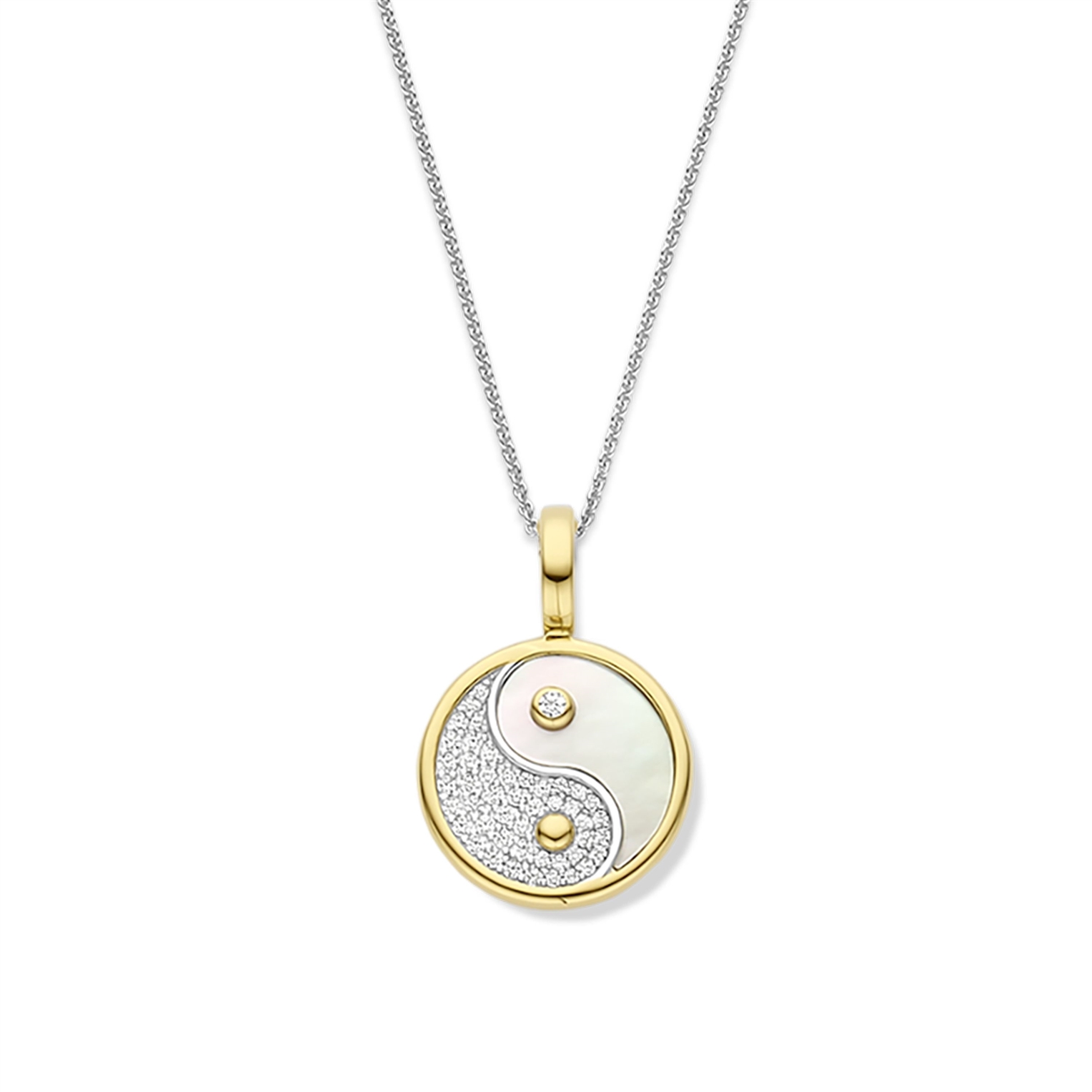 Ti Sento collier met hanger; Yin-Yang, parelmoer/zirkonia