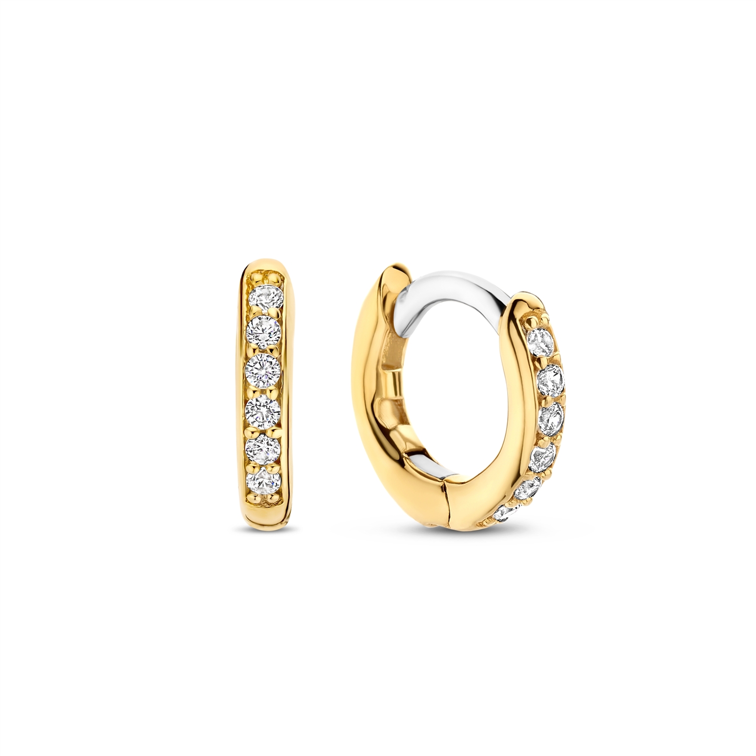 7954ZY Ti Sento zilver vergulde creolen met zirkonia