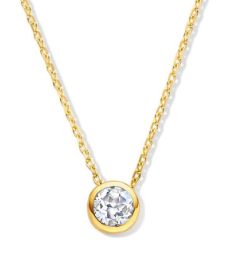 Swing 14K Gouden collier met maandsteen hanger april bergkristal