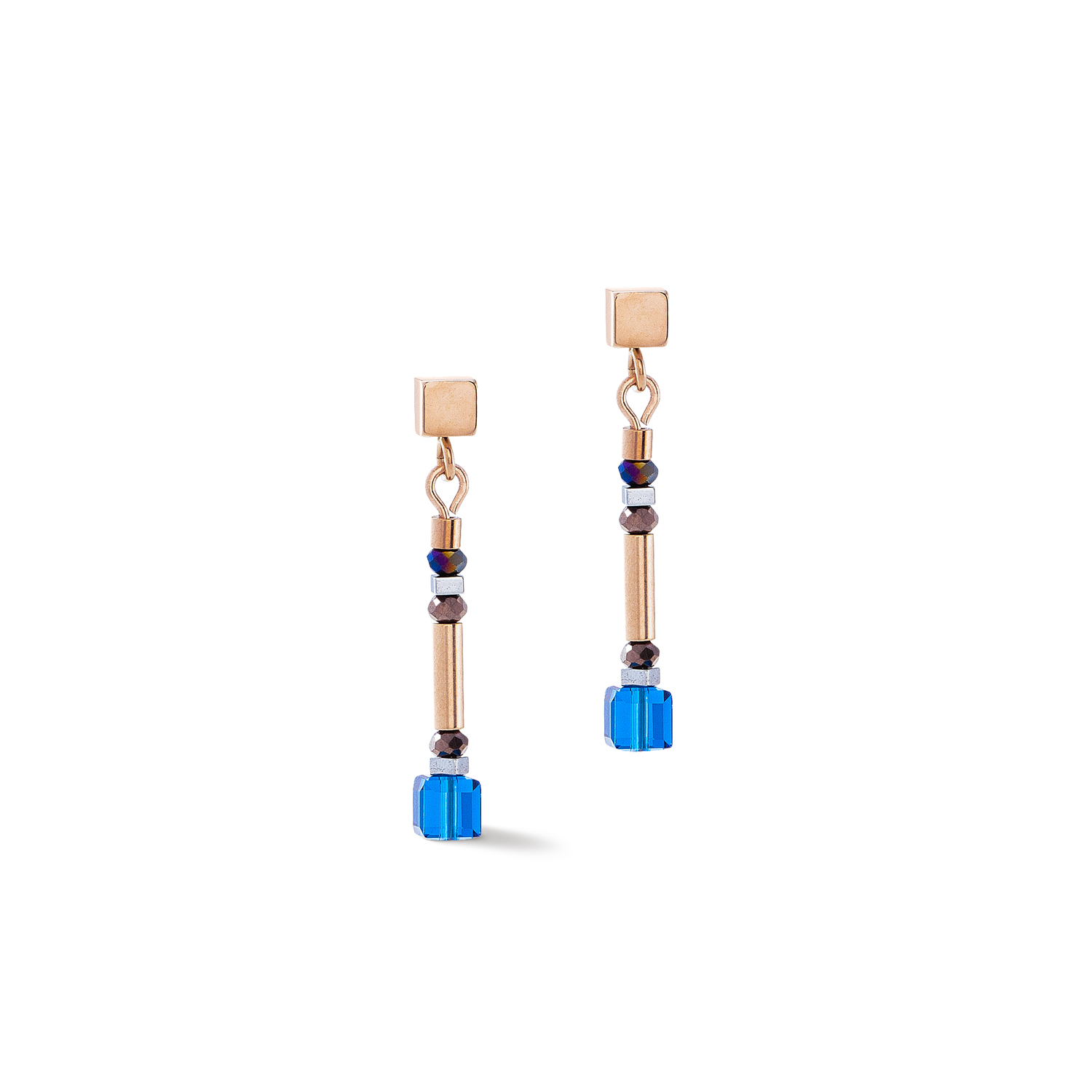Coeur de Lion oorhangers rosé-blauw