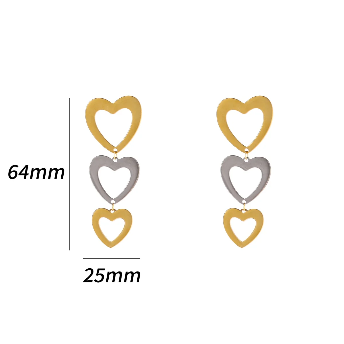 De Day & Eve oorstekers BIG Open Heart Dangle - 2Tone zijn unieke oorbellen van het type stud. De opvallende 2Tone kleuren en het grote open hartontwerp maken ze een eyecatcher. Met een juweelgrootte van 64 zijn ze ideaal voor zowel casual als formele gelegenheden. Combineer met een eenvoudige outfit voor een elegante uitstraling.