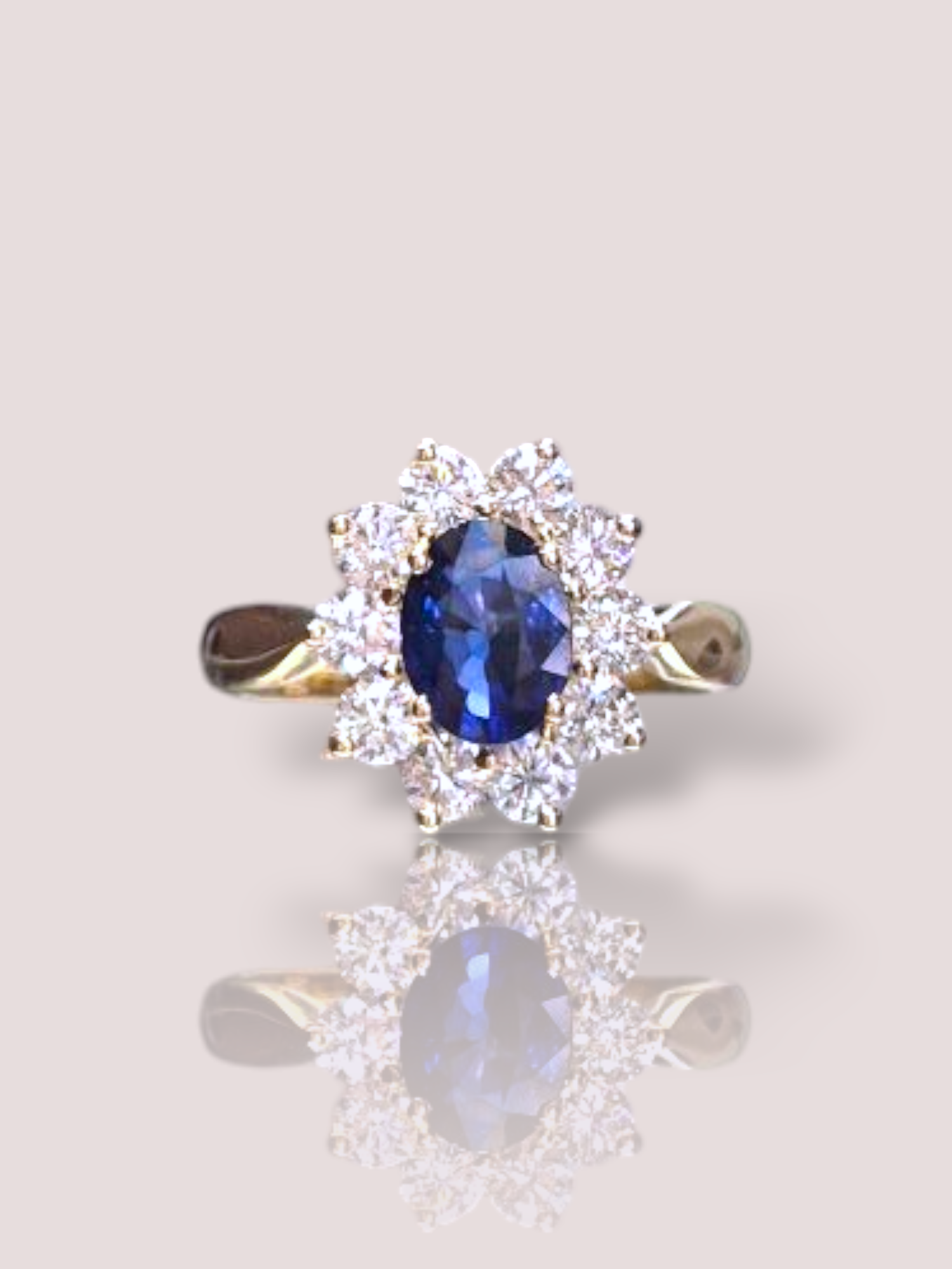 Deze prachtige House of Bruens 14k geel gouden 'Diana' ring is bezet met een schitterende saffier en diamant. De ring heeft een tijdloos en elegant ontwerp, perfect voor dagelijks gebruik of speciale gelegenheden. Draag deze ring alleen voor een subtiele touch of combineer met andere gouden sieraden voor een complete look. Een absolute must-have voor liefhebbers van  luxe sieraden.

De saffier heeft een afmeting van 8 bij 6 mm en is omringd door 10 schitterende briljant geslepen diamanten.