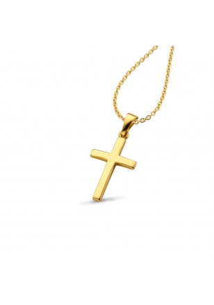 Hanger kruisje in geel goud 18 k