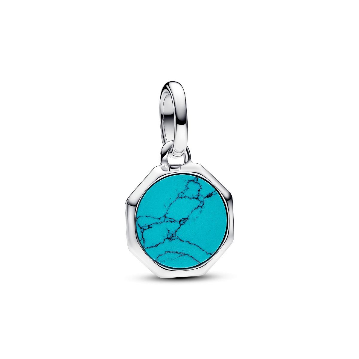 Pandora - Octagonal Mini Medaillion, met man-made imitatie turkoois - 793388C01