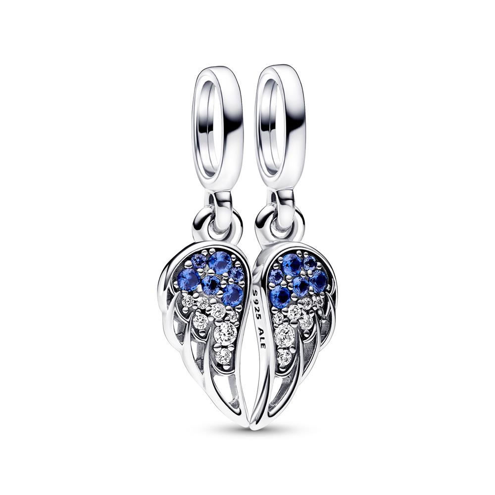 Pandora - Angle wings sterling silver splittable dangle with stellar blue, skylight blue crystal and clear cubic zirconia - 792821C01
