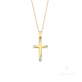 Hanger kruisje in geel goud 18 k