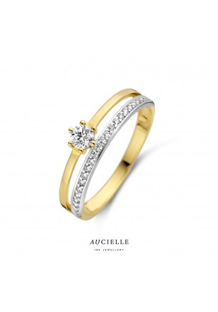 Ring in geel goud 18 k met zirconia 