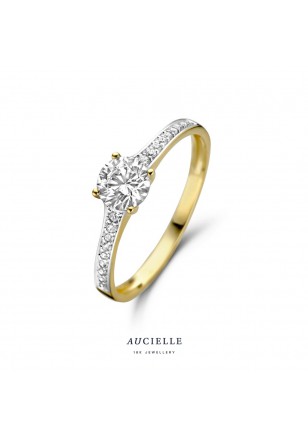 Ring in geel goud 18 k met zirconia 