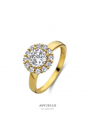 Ring in geel goud 18 k met zirconia