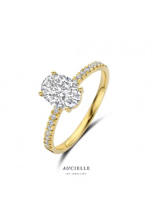 Ring in geel goud 18 k met zirconia
