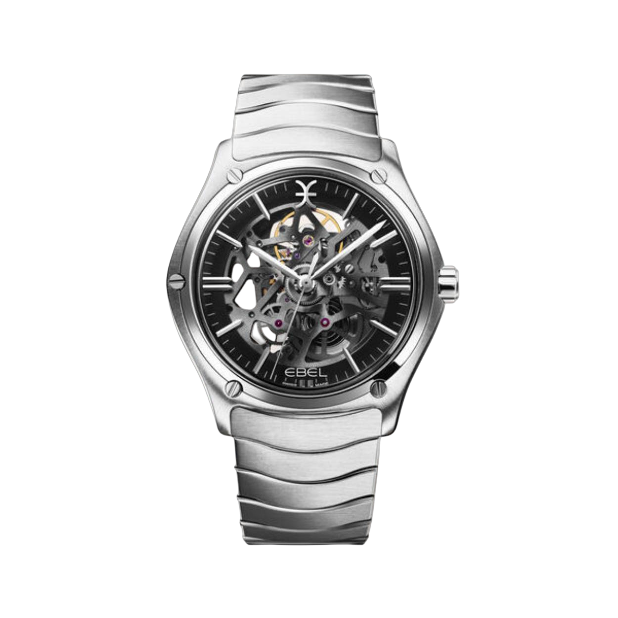 Dit gelimiteerde EBEL Sport Classic herenhorloge is een ware blikvanger, met een roestvrijstalen kast van 42 mm en een verfijnde zwarte galvanische wijzerplaat. De wijzerplaat is voorzien van rhodium-geplateerde indexen en een minutenschaal subtiel uitgevoerd in grijs. Het saffierglas, met een antireflecterende coating aan de binnenkant, zorgt voor optimale leesbaarheid onder alle lichtomstandigheden. De achterkant van de kast is ook uitgevoerd in saffierglas, waardoor het Zwitserse automatische skeleton uurwerk bewonderd kan worden.

Dit stijlvolle horloge wordt gecompleteerd met een elegante roestvrijstalen golfvormige schakelarmband, die sluit met een stevige vouwsluiting. Met een waterbestendigheid tot 5 bar is het horloge geschikt voor dagelijks gebruik, terwijl de gelimiteerde en genummerde oplage van slechts 200 stuks dit model extra bijzonder maakt.