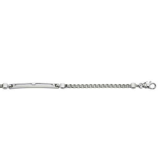 Zilver Gerhodineerde Armband met Plaatje 21 cm
