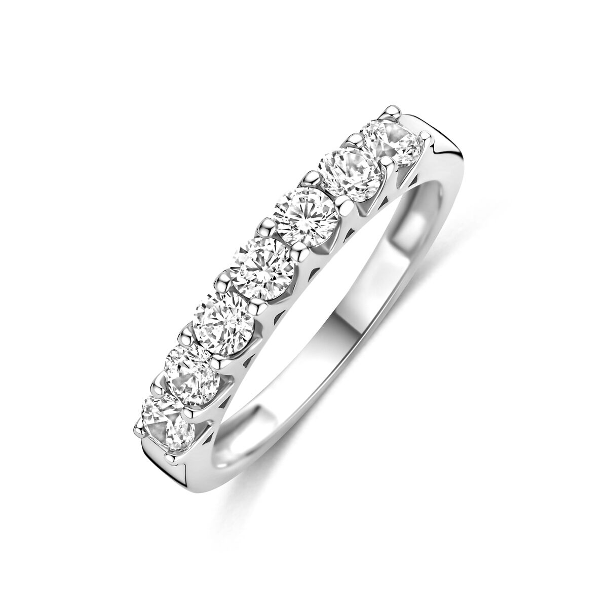 Zilveren ring, alliance met zirkonia
