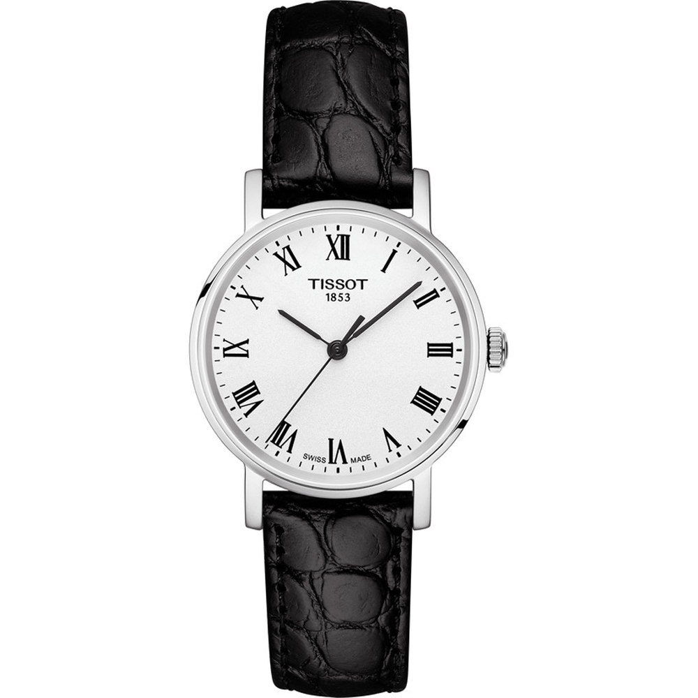 De Tissot T-Classic is een stijlvolle polshorloge met een zwart leren bandje. Het heeft een roestvrijstalen kast en mist een datumaanduiding, waardoor de minimalistische uitstraling behouden blijft. Draag dit elegante horloge bij formele of zakelijke gelegenheden voor een verfijnde en tijdloze look.