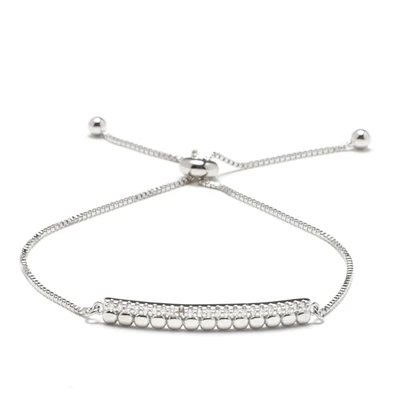 Fine silver double rectangular bracelet with zirconia, a sophisticated and modern design that combines the delicacy of silver with the subtle shine of zirconia, perfect for an elegant and contemporary touch.