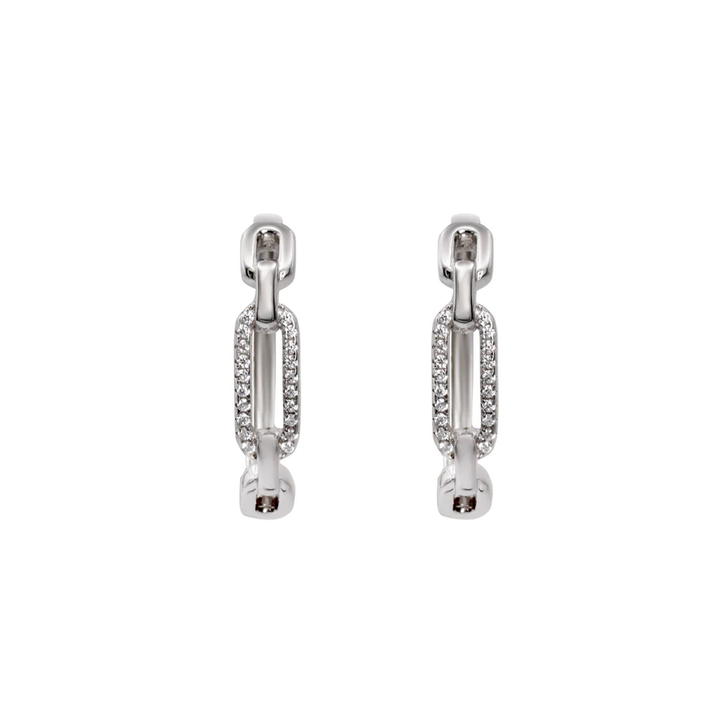 Sterling silver hoop earrings with zirconia, with a classic hoop design enhanced with sparkling zirconia stones. These earrings offer a perfect balance of elegance and sparkle, making them ideal for both everyday wear and special occasions. Zirconia stones add a touch of sparkle, while sterling silver ensures durability and a timeless look. 