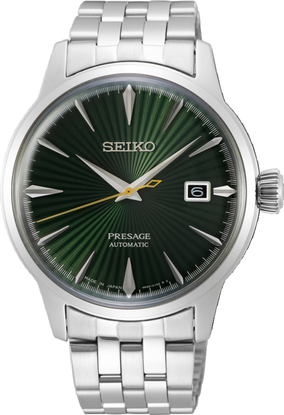 Dit herenhorloge is van het merk Seiko. Het is een analoog horloge gemaakt van staal. De diameter van de kast is 40.5 mm en de kast is 11.8 mm dik.
De verdere specificaties van het horloge zijn als volgt:
Glassoort: hardlex mineraal glas
Bandbreedte: 18
Kastmateriaal: staal
Waterdichtheid: 5 ATM
Techniek: automaat