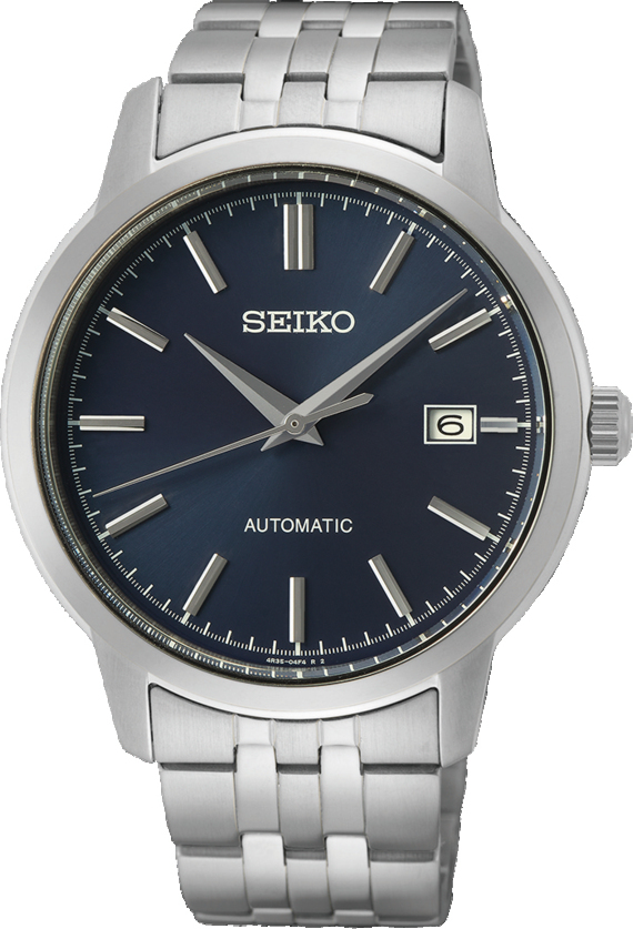 Dit is een herenhorloge van het merk Seiko. Het is een analoog horloge gemaakt van staal. De diameter van de kast is 41.2 mm en de kast is 12 mm dik.
De verdere specificaties van het horloge zijn als volgt:
Kastvorm: rond
Kastkleur: zilverkleurig
Kastmateriaal: staal
Bandbreedte: 18 mm
Bandlengte: 211.2 mm
Sluiting: vouwsluiting met drukker
Wijzerplaatkleur: blauw
Glassoort: hardlex mineraal glas
Waterdichtheid: 10 ATM
Techniek: automaat
