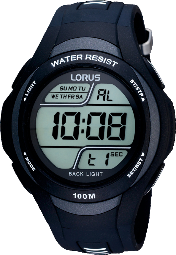 Lorus horloge met kunststof band, digitaal zwart/grijs 