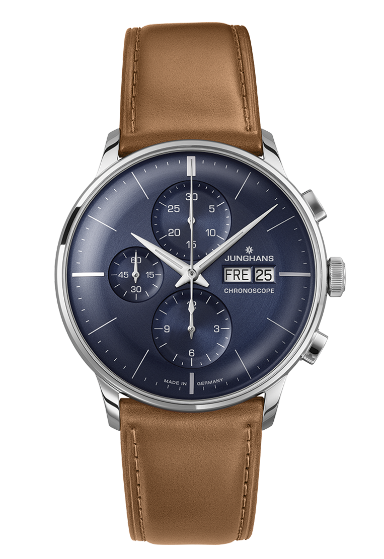 
Bestelnummer: 27/452603
Meister Chronoscope, Date English
Elegant of dynamisch? Een overweging die voor de Meister Chronoscope niet ter zake doet. Dit horloge combineert immers moeiteloos klassieke charme met sportieve functies. De karakteristieke, komvormige kuiltjes voor de subdials zijn een typisch kenmerk van het Meister-assortiment.