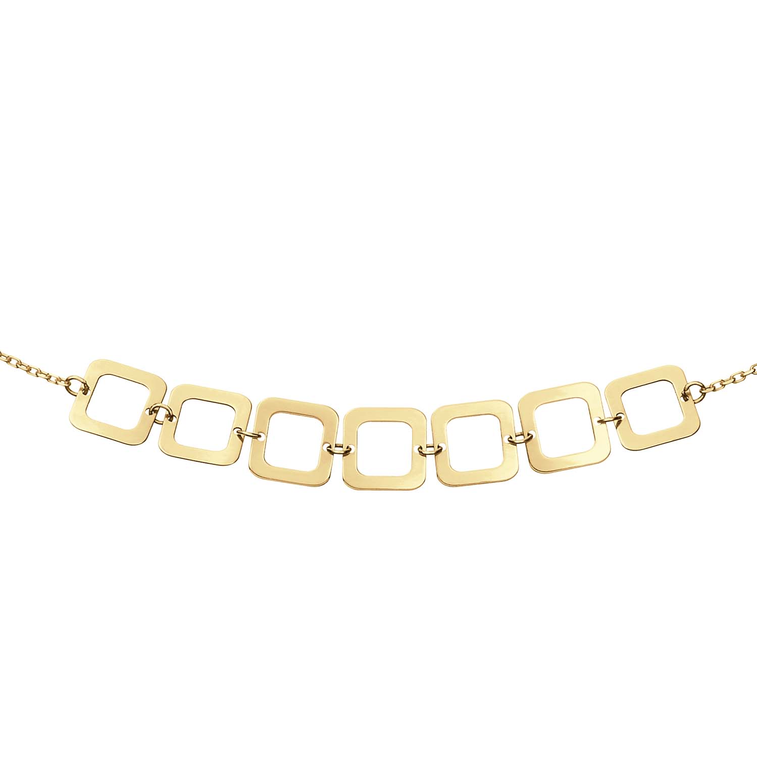 De inspiratiebron voor de 14 karaat gouden Laguna Necklace is het water rondom Venetië. Doordat het gebouwd is op kleine eilanden lijkt het te zweven, vandaar de open schakels. 



