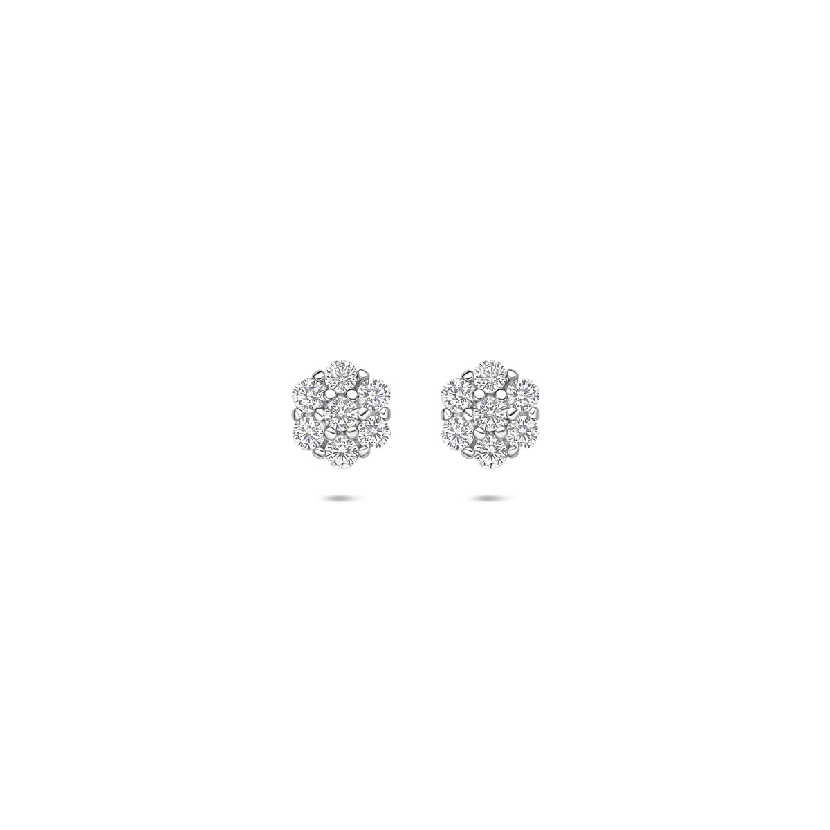 Gerhodineerd 925 zilveren oorknoppen uitgevoerd met zirkonia. De oorknoppen hebben een diameter van 6mm.