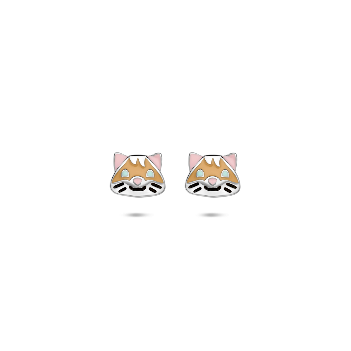 Gerhodineerd 925 zilveren oorknoppen uitgevoerd in de vorm van een emaille hamster. De oorknoppen hebben een afmeting van 5x6mm.