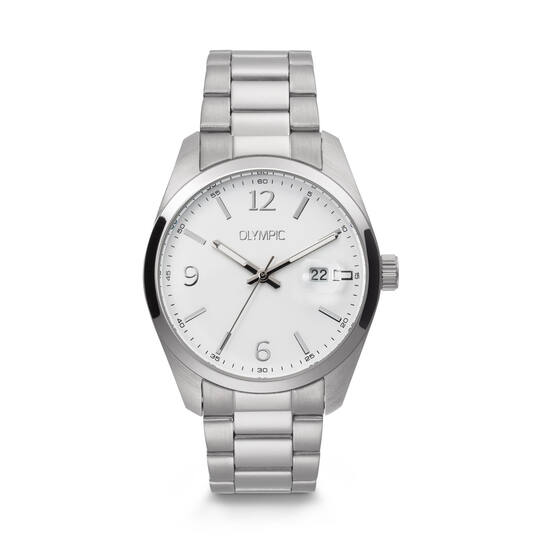 Olympic OL75HSS002 Louis Horloge Heren Staal 39mm 
Dit unieke Olympic horloge met artikelnummer: OL75HSS002 is een classic herenhorloge. Het horloge heeft een stalen kast met een glanzende bezel, een witte wijzerplaat met streepjes als uursaanduiding en een datum. Aan de kast zit een stalen schakelband met een vouwsluiting. Het horloge heeft een mineraalglas, een doorsnee van 39mm en is 5ATM.

Het merk:
Het Nederlandse horlogemerk Olympic levert stoere chronografen, slimline series, digitale uurwerken en elegante dameshorloges. De prijs-kwaliteitverhouding staat bij Olympic hoog in het vaandel met prijzen die uiteenlopen van € 34,95 tot en met € 159,00.

100% Nederlands ontwerp, waterdicht en standaard 3 jaar fabrieksgarantie.

Specificaties:
- Ronde kast Ø 39mm
- Stalen horlogekast
- Witte wijzerplaat
- Stalen schakelband
- 5ATM 
- Standaard 3 jaar fabrieksgarantie
- Mineraalglas