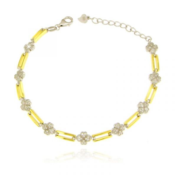 Zilver verguld armband klaver met zirkonia70717034