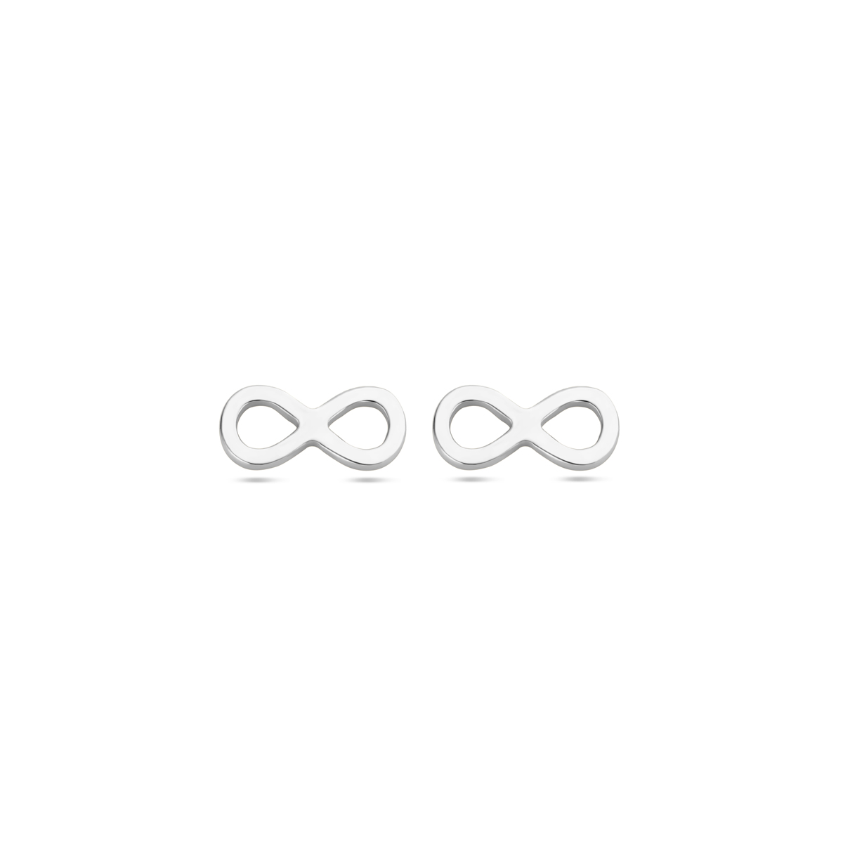 Gerhodineerd zilveren oorknoppen met infinity teken. De oorknoppen zijn onderdeel van een set.