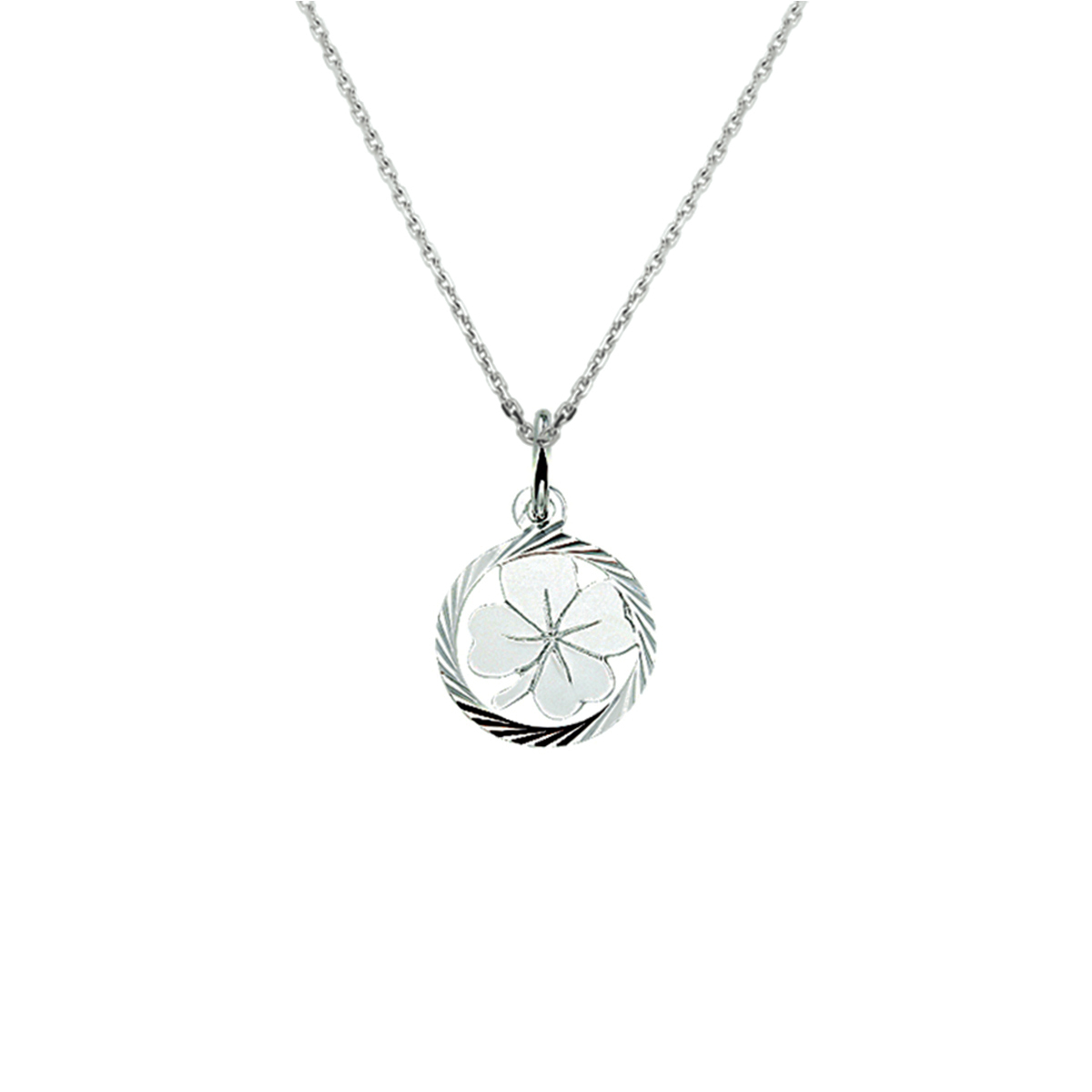 Zilver gerhodineerd collier met klaver  41-45 cm