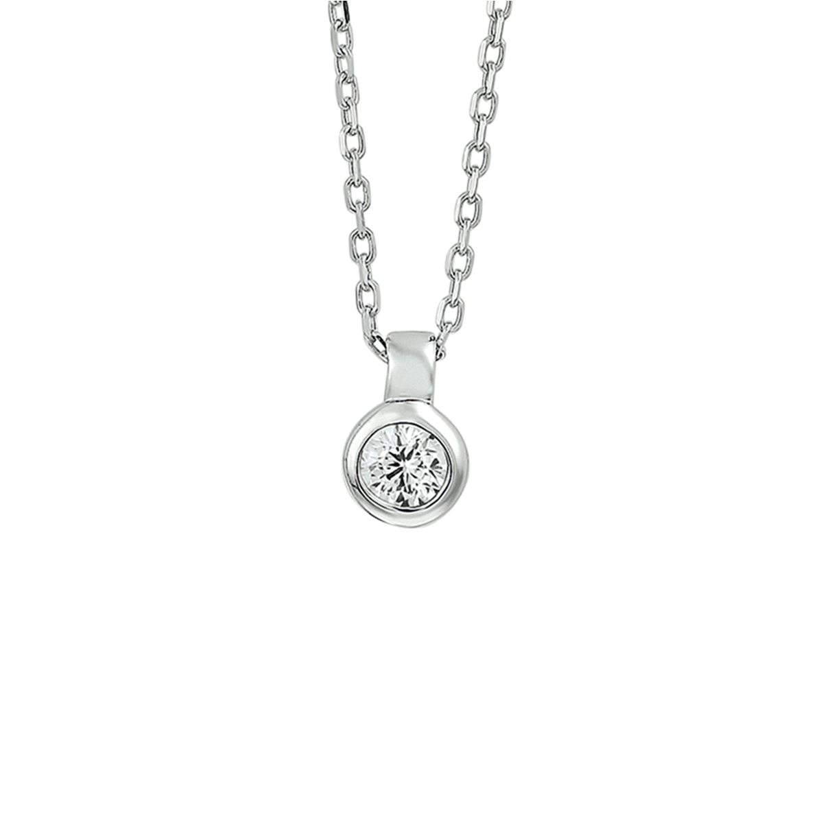 Zilver gerhodineerd collier met zirkonia hanger 40-44 cm