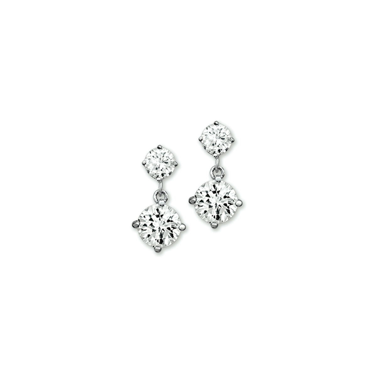 zilveren oorhangers, steker met 2x rond zirconia