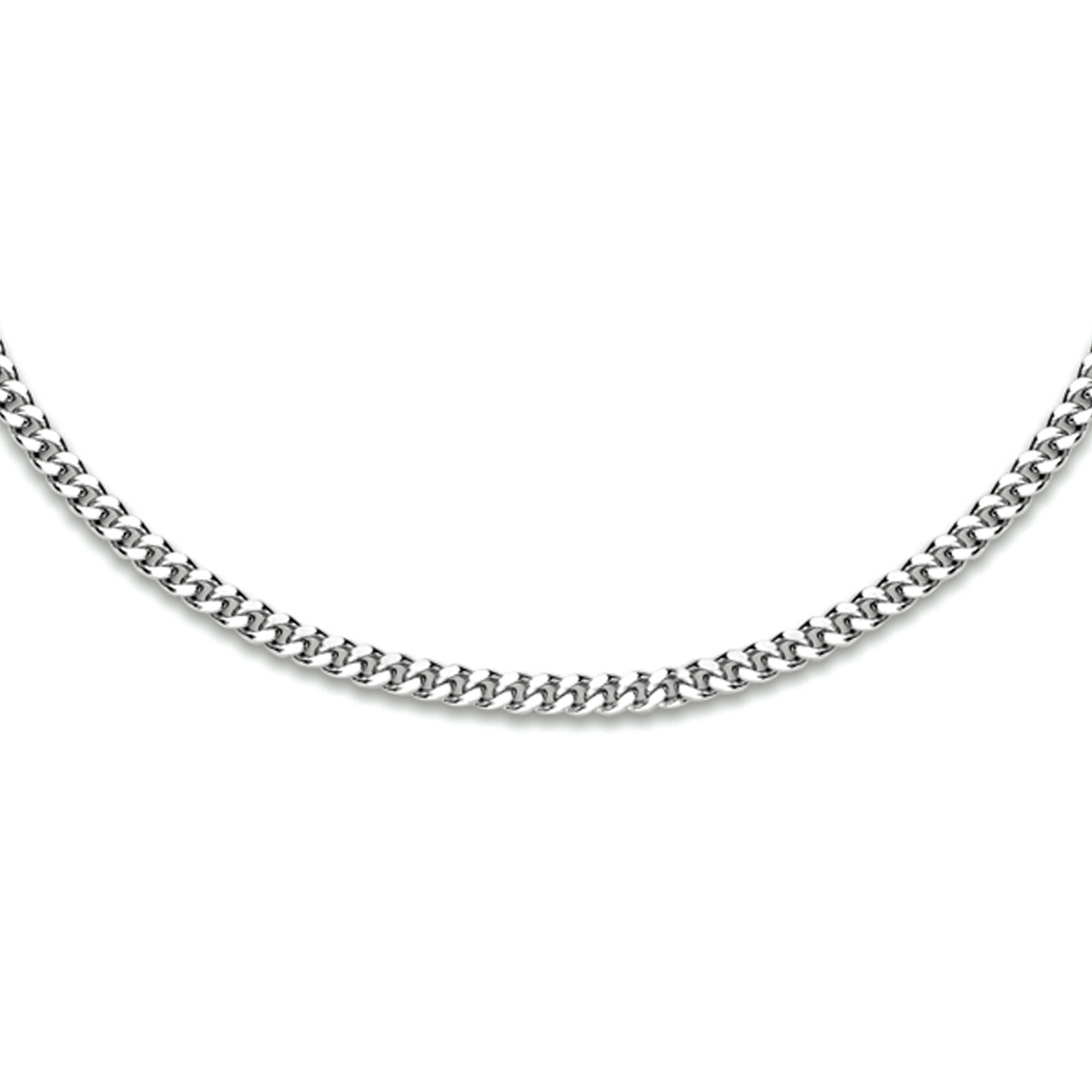 Gerhodineerd 925 zilveren gourmet collier met een schakelbreedte van 2.4mm. Het collier heeft een draaglengte van 50 cm en een stevige karabijn sluiting.