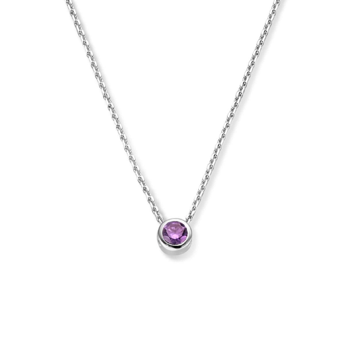 Gerhodineerd 925 zilveren collier uitgevoerd met schitterende zirkonia en een karabijn sluiting. Het collier heeft een draaglengte van 41cm met 4cm extensie. De schakelbreedte is 1.1mm.