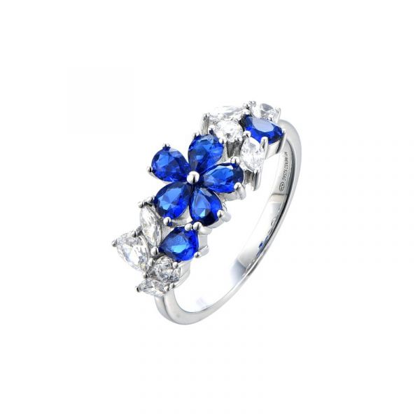 zilveren ring zirk wit blauw