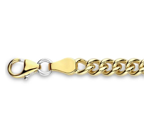 Fjory - Geelgouden gourmet armband bol 3,8mm met zilveren kern, 19cm - 40-EBG03,819