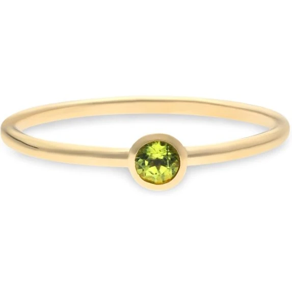 gouden Swing ring, geboortesteen AUG (peridot) mt54