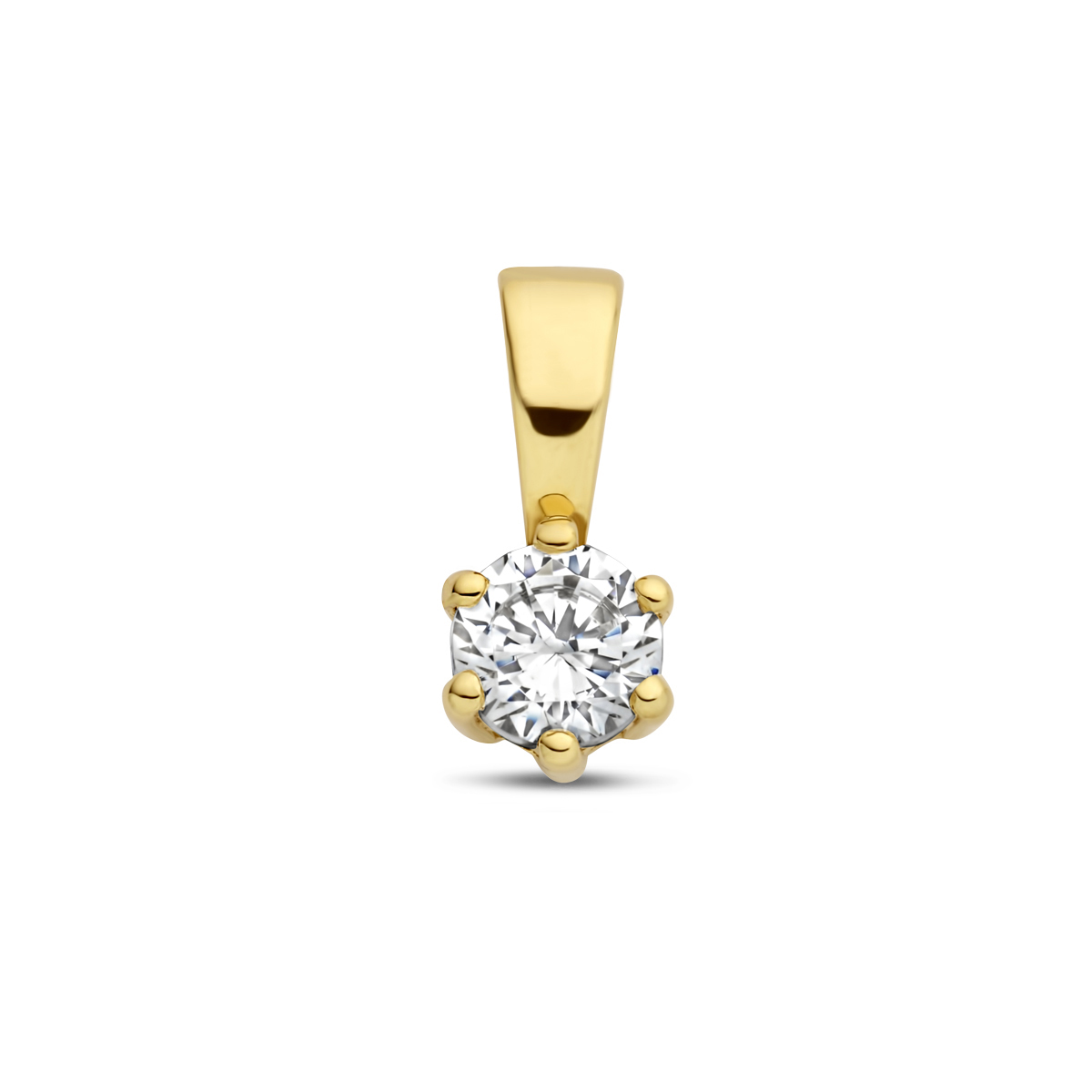 Geelgouden hanger met zirkonia.