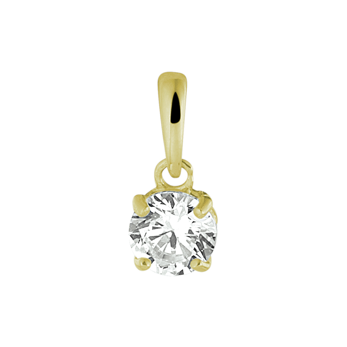 14k Geelgouden hanger uitgevoerd met een heldere zirkonia. De hanger heeft een totale hoogte van 11mm en is goed te combineren met een bijpassend collier uit onze collectie.