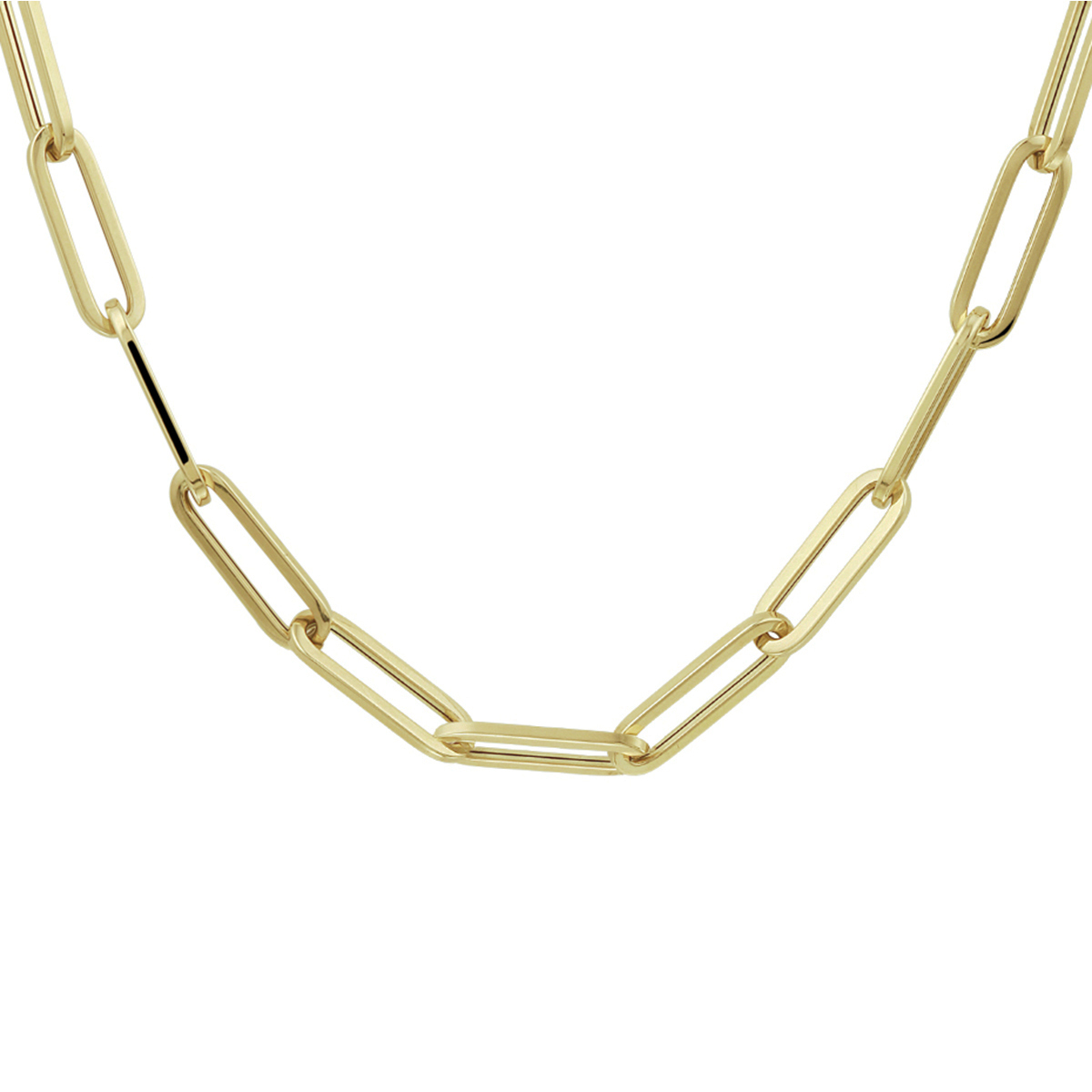 14.kt gouden collier paperclips 45. cm 5.5 mm