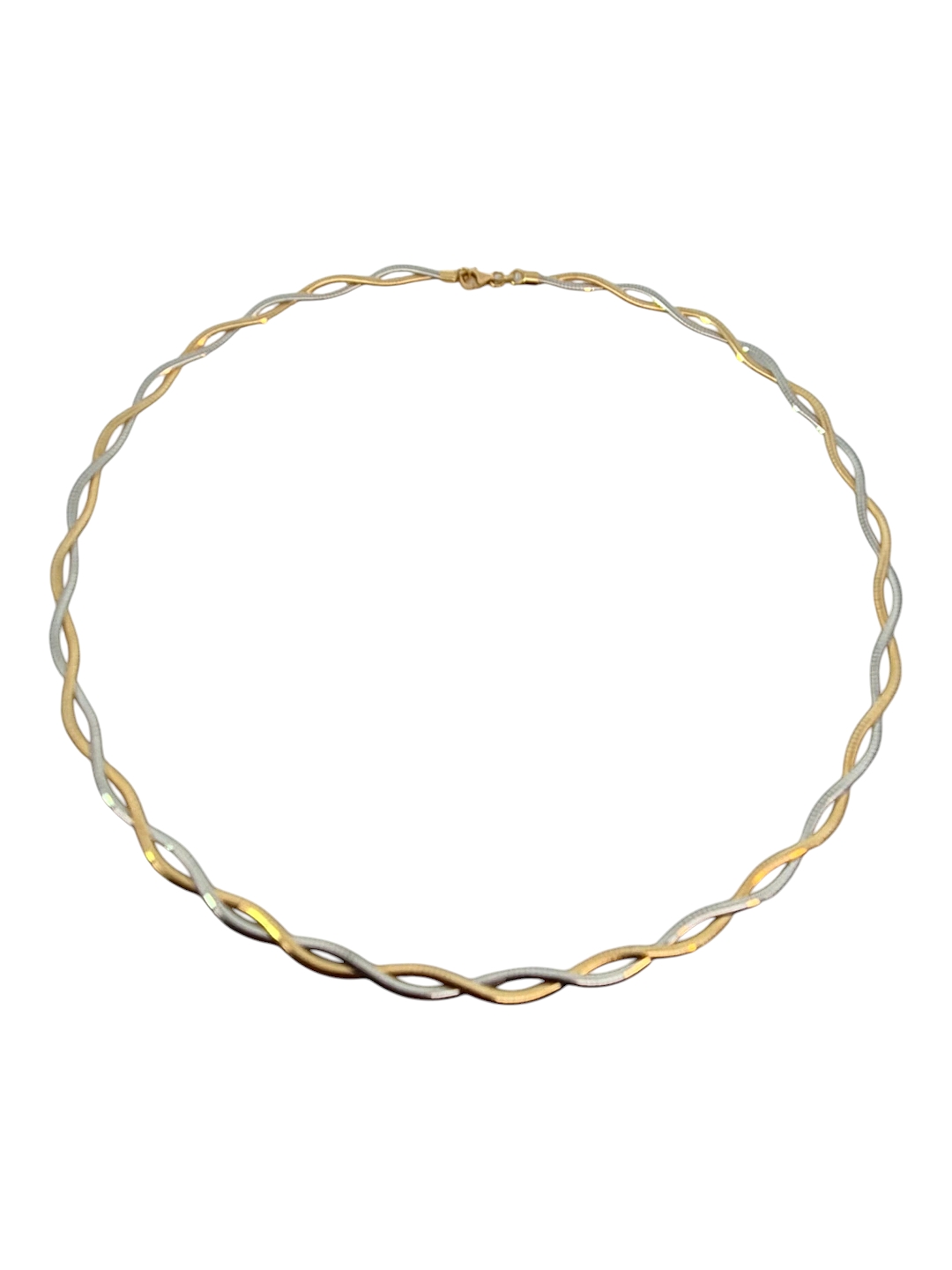 Dit collier van Louis Bros is vervaardigd uit 14 karaat bicolor (16.40 gr.). Het collier heeft een lengte collier van 45 cm en een breedte van 6 mm. En een dikte van 0,90 mm. Deze exclusieve juwelen zijn vervaardigd uit de meest kostbare materialen en in het atelier van Louis Bros.