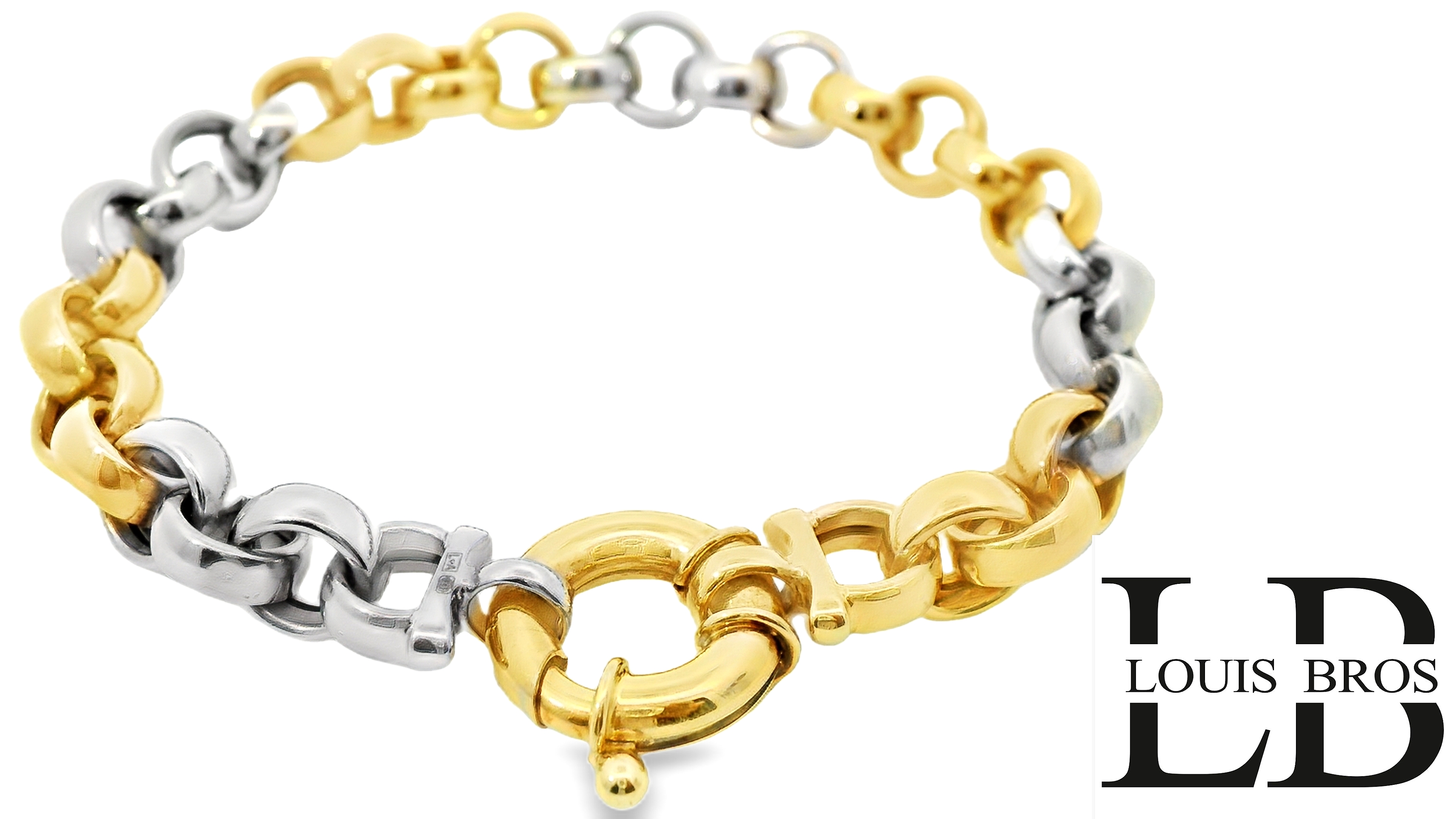 Deze prachtige bicolor gouden jasseron armband(17. gr) is een stijlvolle en veelzijdige toevoeging aan elke sieradencollectie. Gemaakt van 14 karaat goud, combineert deze armband elegant geelgoud en witgoud, wat zorgt voor een speels en luxueus contrast.

Het klassieke jasseron design, bestaande uit verfijnde, ronde schakels, geeft de armband een tijdloze en verfijnde uitstraling. Dankzij de stevige sluiting zit de armband comfortabel en veilig om de pols, perfect voor dagelijks gebruik of als elegant accent bij een chique outfit.

Een tijdloos sieraad dat moeiteloos klasse en stijl uitstraalt!