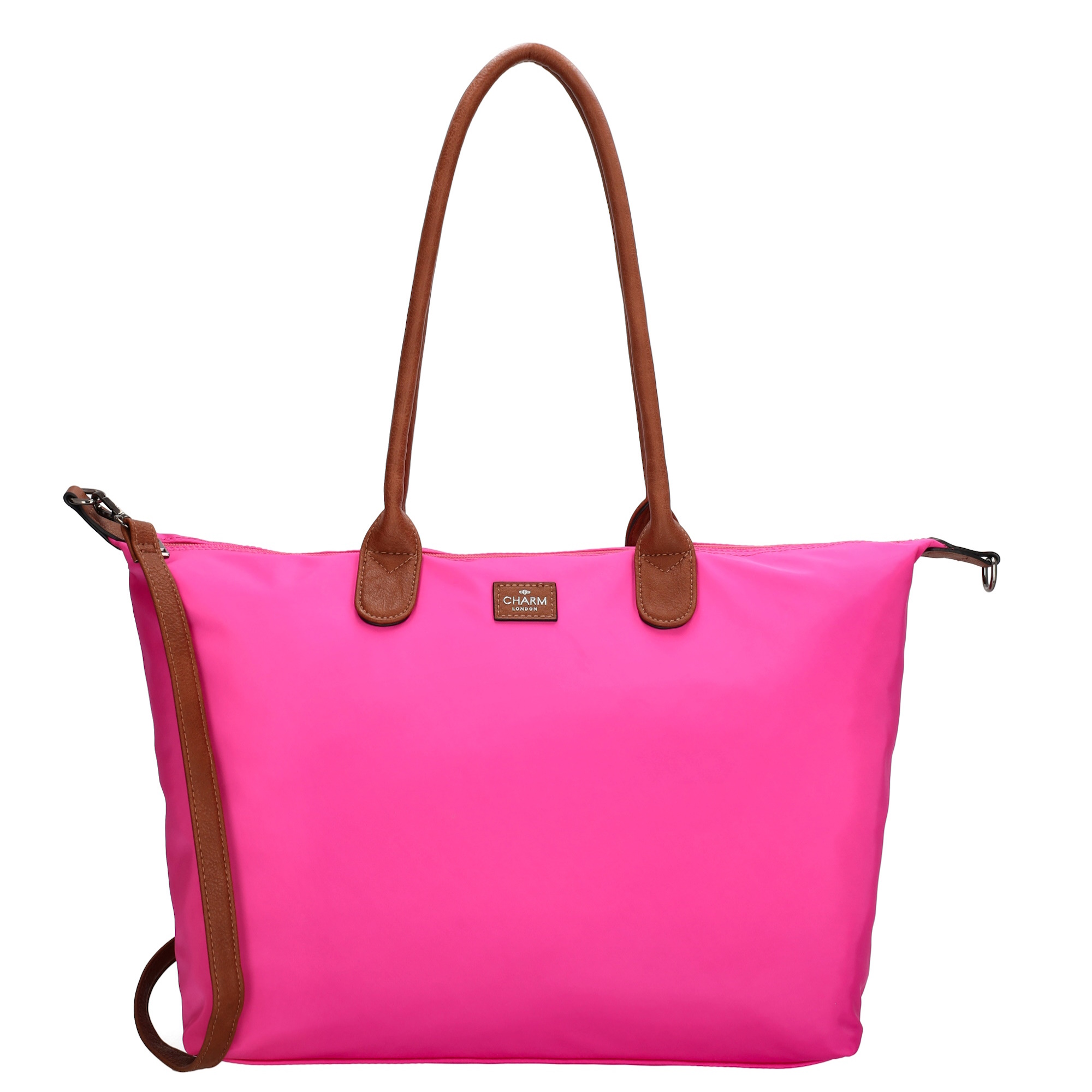 Deze shopper van Charm London is de perfecte tas voor school of werk. De tas biedt een ruim hoofdvak met een telefoonvak, ritsvak en speciaal laptopvak, geschikt voor laptops tot 15.6 inch. Aan de achterkant bevindt zich een extra ritsvak voor snelle toegang. Dankzij de verstelbare en afneembare schouderband kun je de tas eenvoudig crossbody dragen op jouw gewenste hoogte.

Kenmerken:
• Afsluitbaar met een rits
• Laptopvak geschikt voor 15.6 inch laptops
• Ritsvak aan de achterkant
• Afneembare en verstelbare schouderband
• Handig telefoonvak