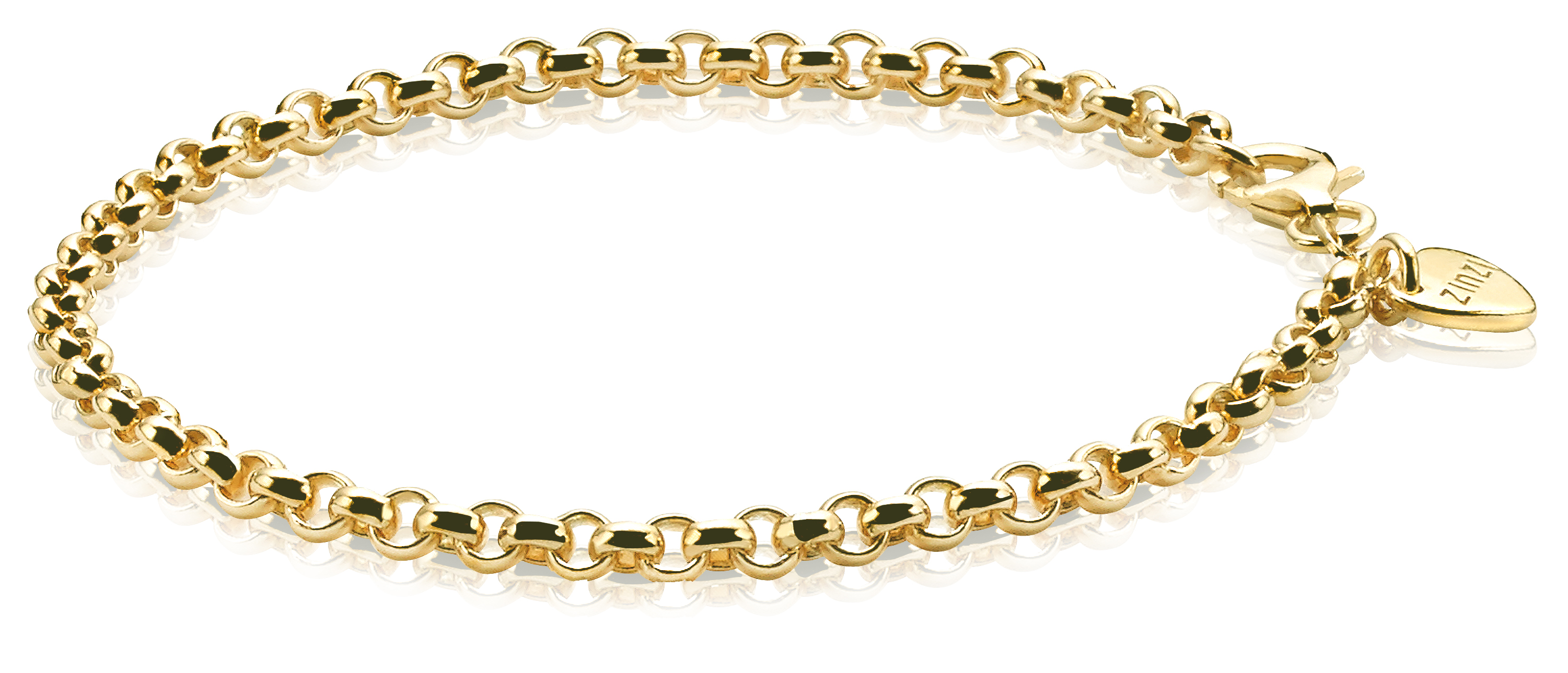 ZINZI CHAIN zilveren geel vergulde jasseron armband in 5mm breedte. Een tijdloze schakel en met iedere armband te combineren. Bij sluiting herkenbaar ZINZI, door het zilveren ZINZI hartje. Nu een gouden uitstraling voor een zilveren prijs. Vervaardigd van eerste gehalte zilver (925) en met extra rodiumlaag voor een langdurige glans.