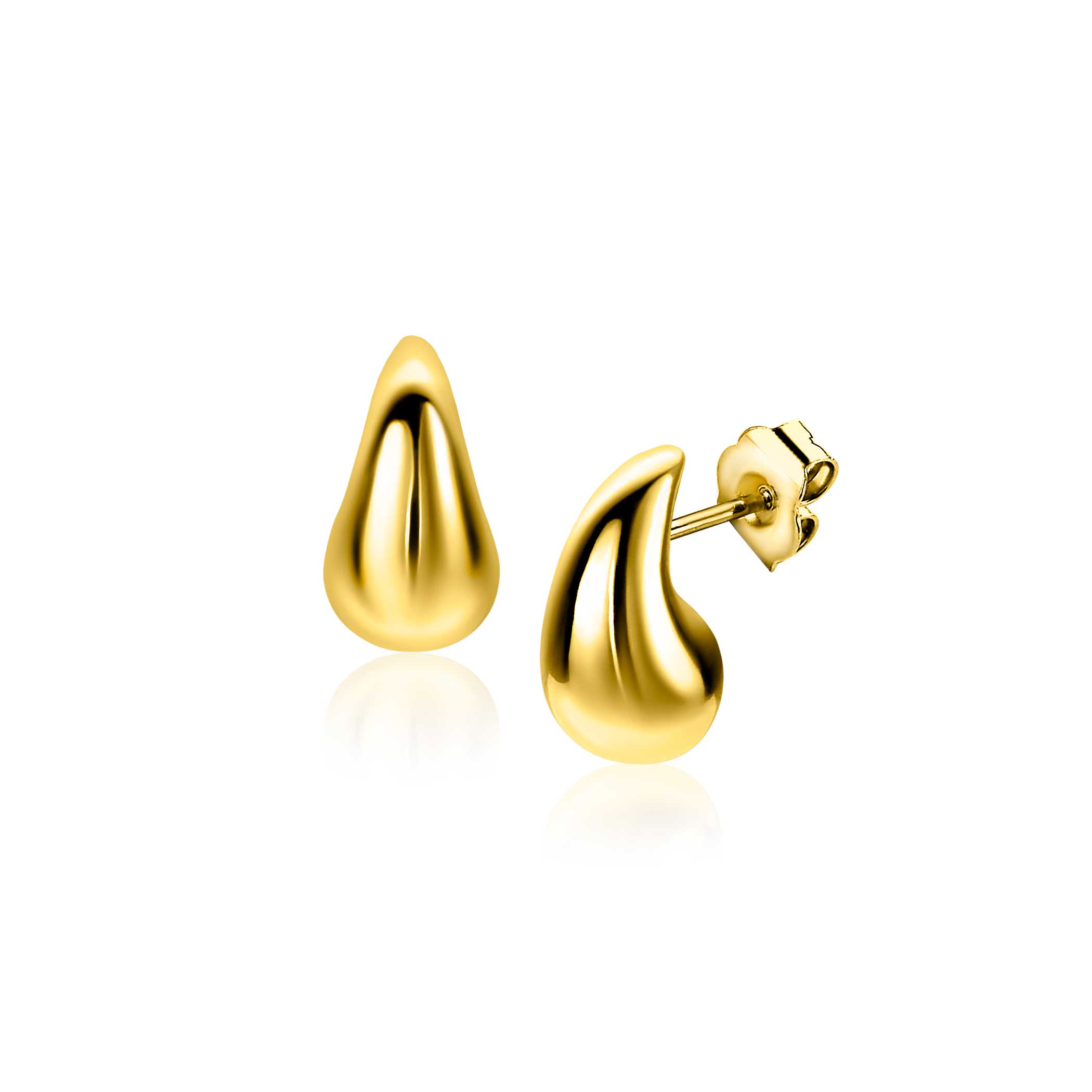 11mm ZINZI gold plated zilveren oorstekers in organische druppelvorm 