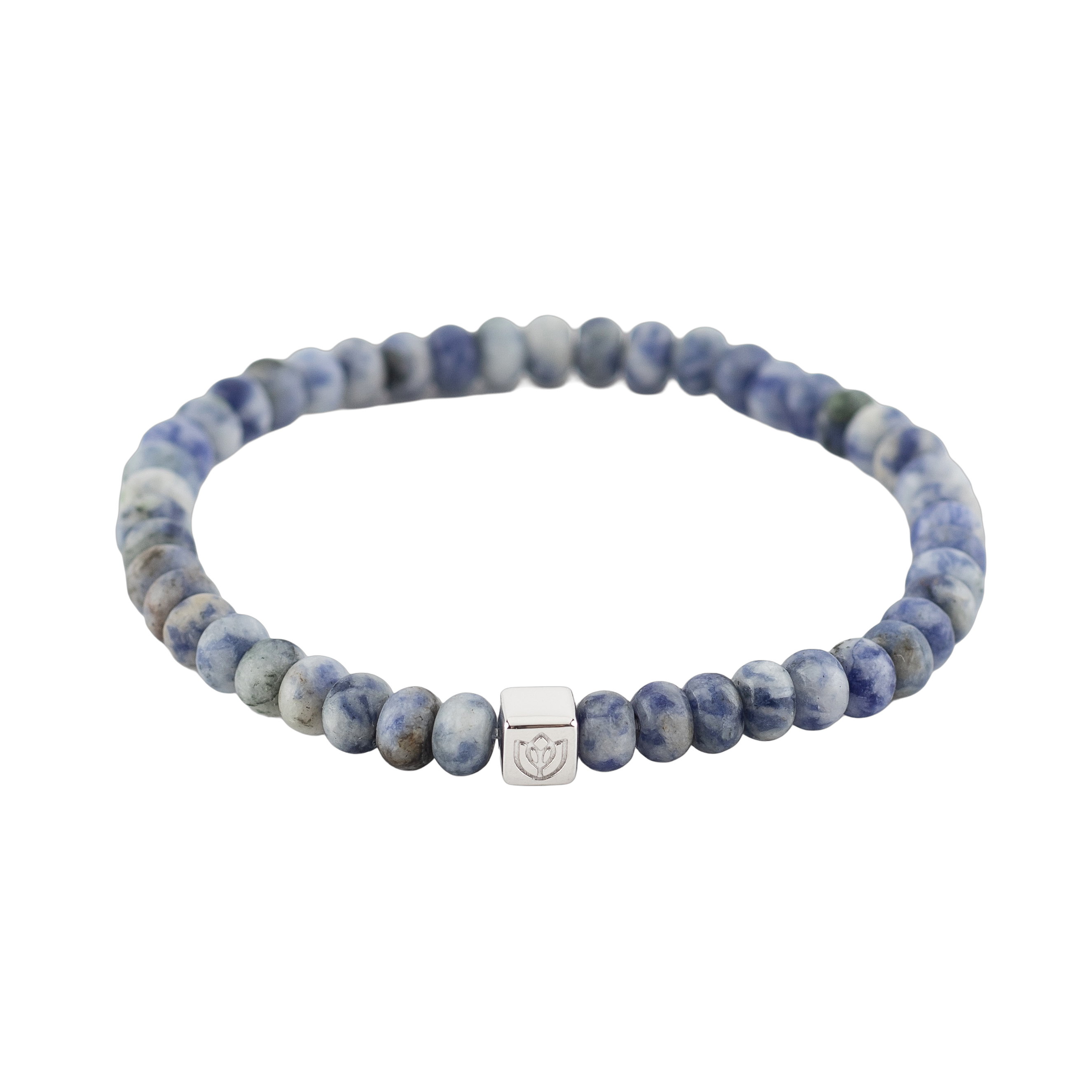 Edelstenen armband (6x4mm) met een witgouden tulp ornament.
Deze prachtige armband is een combinatie van sodalite en een witgouden cube.

 De armbanden van Y&G hebben een luxe uitstraling. Ze zijn fantastisch om solitair te dragen, maar ook heel mooi te combineren met andere armbanden.

